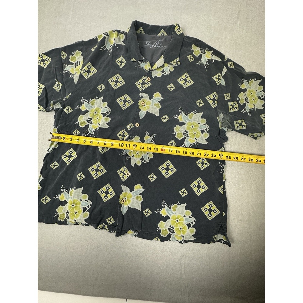 Vintage Tommy Bahama Mens 2XL Floral Geometric Tropical Short Sleeve Silk Shirt - Picture 10 of 13